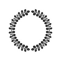 Minimalist Leaf Wreath, Elegant Border, Circular - Foliage vector