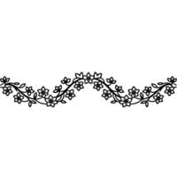Elegant Floral Border, Delicate Line Art, Vintage vector