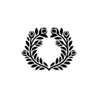 Elegant Black Laurel Wreath, Minimalist - Emblem vector