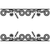 Elegant Botanical Border, Vintage Element - Lineart - Decorative vector