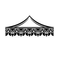 Stylized Tent Canopy with Leaf Border Minimalist vector