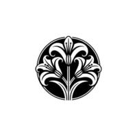 Elegant Botanical Emblem, Vintage Style - Circular vector