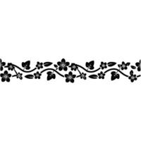 Elegant Black Floral Border, Vintage Style - Botanical vector
