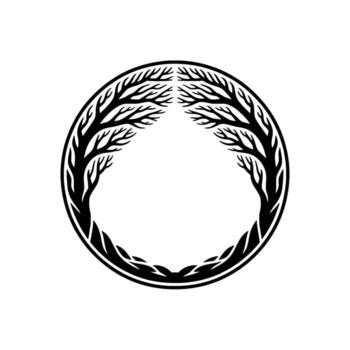 Eternal Cycle Branching Tree Symbol in Circular Frame vector