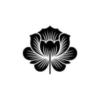 Elegant Black Lotus Silhouette, Minimalist - Monochromatic vector