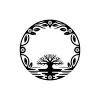Circular Tree of Life Emblem, Ancient Symbolism vector