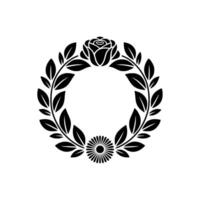 Elegant Black Floral Emblem, Vintage - Circular vector
