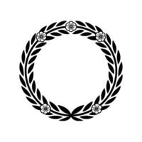 Elegant Black Floral Wreath, Minimalist - Laurel vector