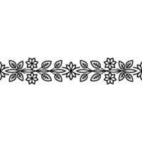 Elegant Botanical Border, Vintage Style - Lineart - Leaves vector