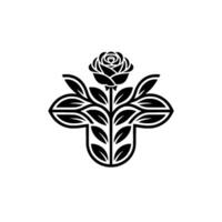 Elegant Floral Emblem, Stylized Rose - Minimalist vector