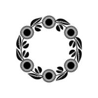 Sunflower Wreath Silhouette, Minimalist Floral vector