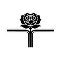 Geometric Rose Emblem, Minimalist Floral - Line vector