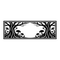 Enchanted Forest Frame, Stylized Mushroom Illustration vector