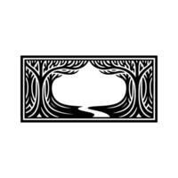 Stylized Tree Frame, Minimalist Landscape, Symbolic Gateway vector