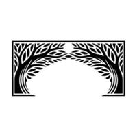 Stylized Tree Archway, Lunar Silhouette, Minimalist vector