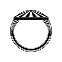 Minimalist Tent Silhouette, Circular Frame, Abstract vector