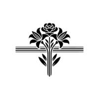 Elegant Floral Emblem, Art Deco Style - Lily - Rose vector