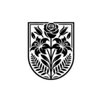 Intricate Floral Crest, Vintage Emblem, Elegant vector