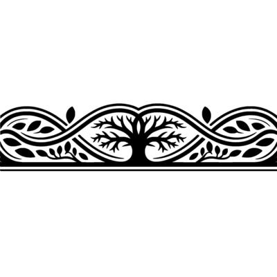 Elegant Tree Border, Vintage Ornamentation, Decorative Element