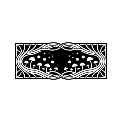 Art Nouveau Mushroom Forest Emblem, Mystical Detailed