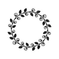 Minimalist Botanical Wreath, Delicate Floral Frame vector
