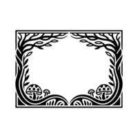 Intricate Forest Frame, Stylized Mushroom Border - Illustration vector