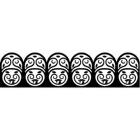 Stylized Maori Face Row, Geometric, Tribal Motif vector