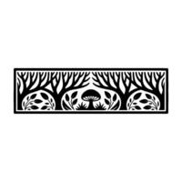 Intricate Forest Border, Stylized Black White Illustration vector