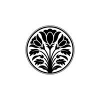 Elegant Floral Emblem, Japanese Inspired - Circle vector