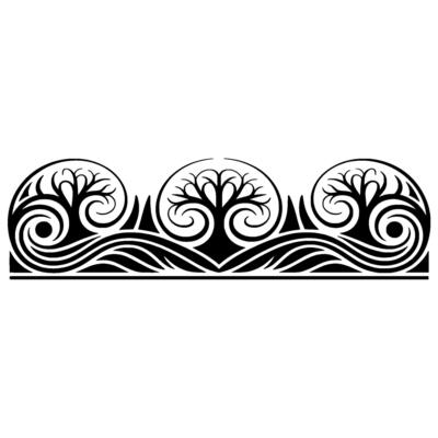 Stylized Celtic Wave Border, Tree of Life Motif