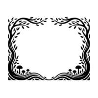 Enchanted Forest Frame, Botanical Border, Mystical Illustration vector