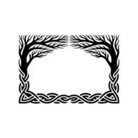 Celtic Tree Frame, Intricate Border, Vintage vector