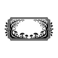 Botanical Frame, Mystical Mushrooms, Elegant Border vector