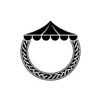 Minimalist Tent Emblem, Circular Shield vector