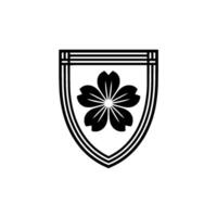 Minimalist Japanese Sakura Shield Emblem vector
