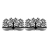 Intricate Floral Trees Border, Vintage Botanical Illustration vector