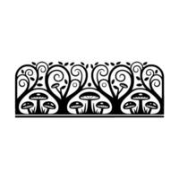 Whimsical Mushroom Border, Intricate Floral vector