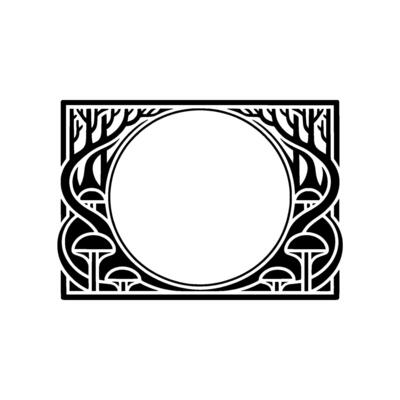 Art Nouveau Frame Forest Mushroom Motif