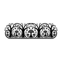 Enchanted Forest Border, Stylized Mushroom Motif vector