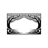 Stylized Forest Silhouette, Tranquil Reflection vector
