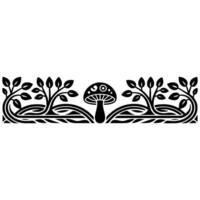 Stylized Forest Border, Illuminated Mushroom Detail vector