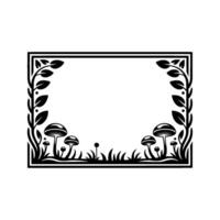 Botanical Frame Mushroom Leaf Border Illustration vector