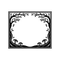 Botanical Frame, Woodland Silhouette, Mystical Border vector