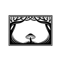 Stylized Mushroom Frame, Organic Art, Mystical Symbol vector