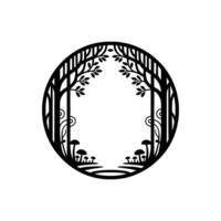Enchanted Forest Frame, Minimalist Botanical Illustration vector