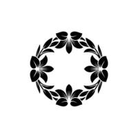 Elegant Floral Wreath, Minimalist, Black and White - Botanical vector