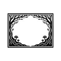 Ethereal Forest Frame, Black White Illustration - Branches vector