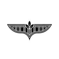 Geometric Wing Emblem, Botanical Detail, Minimalist vector