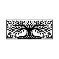 Elegant Black Tree Emblem, Minimalist Botanical - Illustration vector