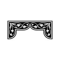 Ornate Black Floral Corner Motif, Vintage vector